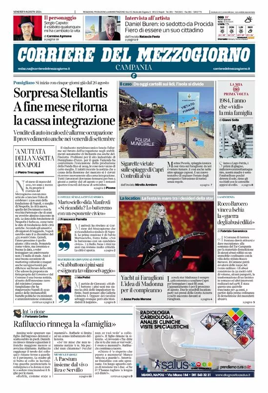 Prima-pagina-corriere del mezzogiorno-del-2024-08-09